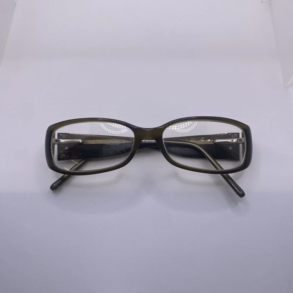 Coach Eyeglasses Women FRAME ONLY Audrina Rectangular 130 Olive Horn 828